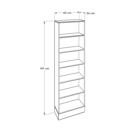 Βιβλιοθήκη Base Megapap Χρώμα oak - Λευκό 60x26x197εκ.