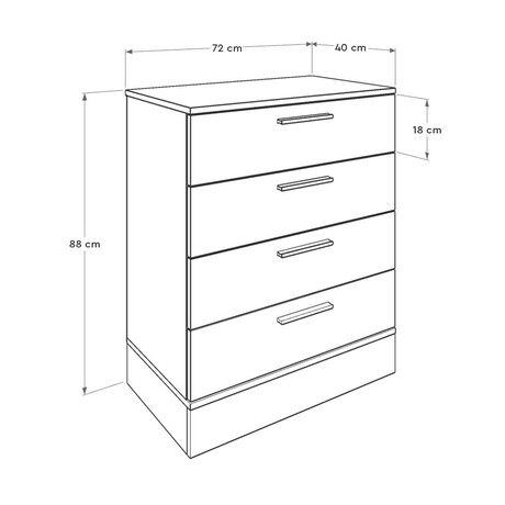 Συρταριέρα Base Megapap Χρώμα oak - Λευκό 72x40x88εκ.