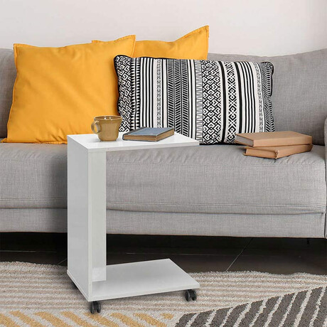 Βοηθητικό Τραπέζι c-Shaped Megapap σε Χρώμα Λευκό 35x45x65εκ.
