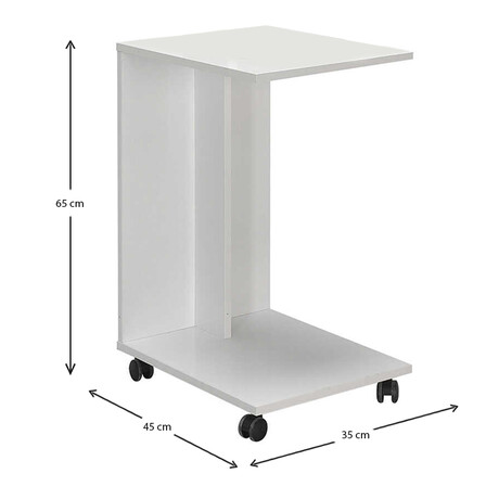 Βοηθητικό Τραπέζι c-Shaped Megapap σε Χρώμα Λευκό 35x45x65εκ.