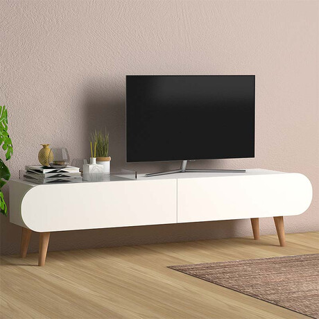 Έπιπλο Τηλεόρασης Lotus Megapap Χρώμα Λευκό 120x30x40εκ.