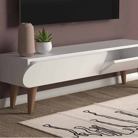 Έπιπλο Τηλεόρασης Lotus Megapap Χρώμα Λευκό 120x30x40εκ.