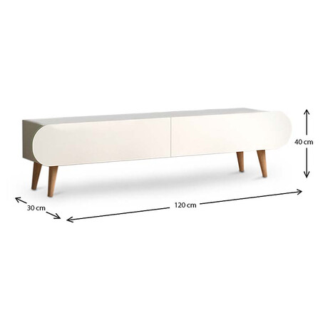 Έπιπλο Τηλεόρασης Lotus Megapap Χρώμα Λευκό 120x30x40εκ.