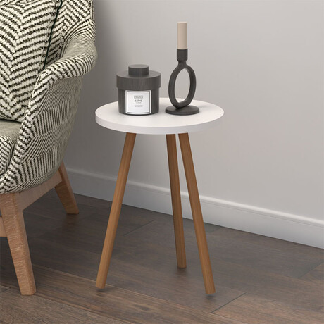 Βοηθητικό Τραπεζάκι Roma Megapap από Μελαμίνη Χρώμα Λευκό 33,5x33,5x46εκ.