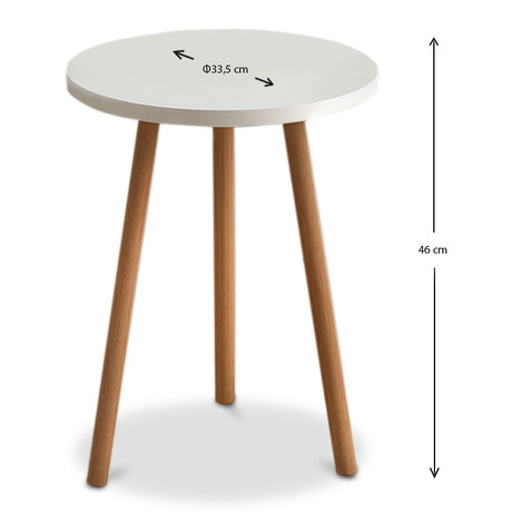 Βοηθητικό Τραπεζάκι Roma Megapap από Μελαμίνη Χρώμα Λευκό 33,5x33,5x46εκ.