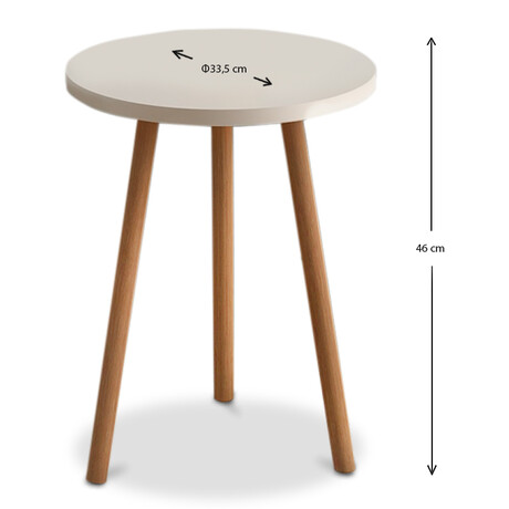 Βοηθητικό Τραπεζάκι Roma Megapap από Μελαμίνη Χρώμα Κρεμ 33,5x33,5x46εκ.