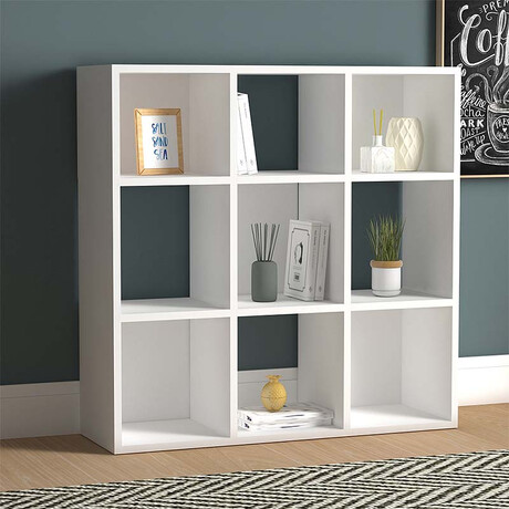Βιβλιοθήκη Cube Megapap από Μελαμίνη Χρώμα Λευκό 90x30x90εκ.
