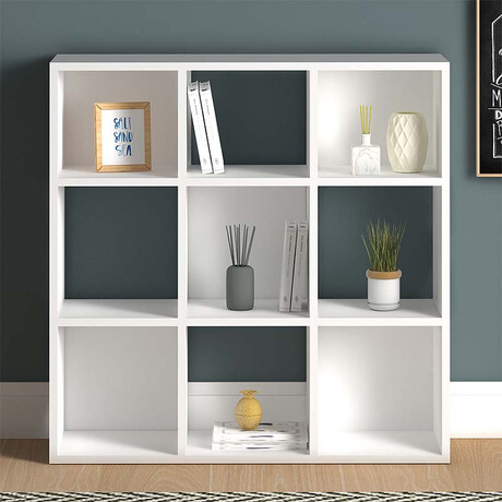 Βιβλιοθήκη Cube Megapap από Μελαμίνη Χρώμα Λευκό 90x30x90εκ.