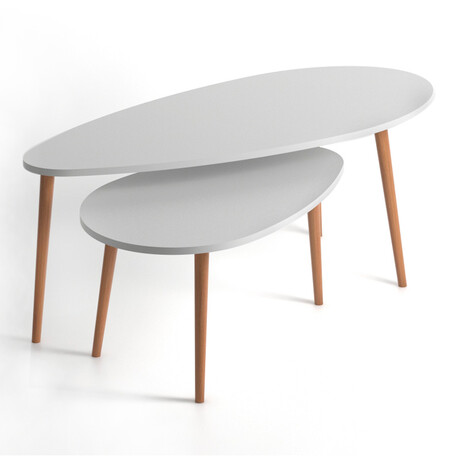 Βοηθητικά Τραπεζάκια Elips Megapap από Μελαμίνη Χρώμα Λευκό 116x46x46εκ.