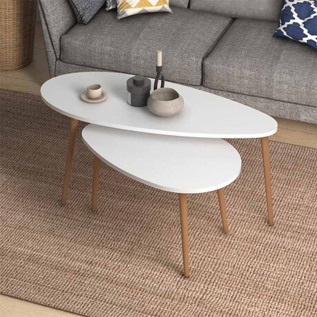 Βοηθητικά Τραπεζάκια Elips Megapap από Μελαμίνη Χρώμα Λευκό 116x46x46εκ.