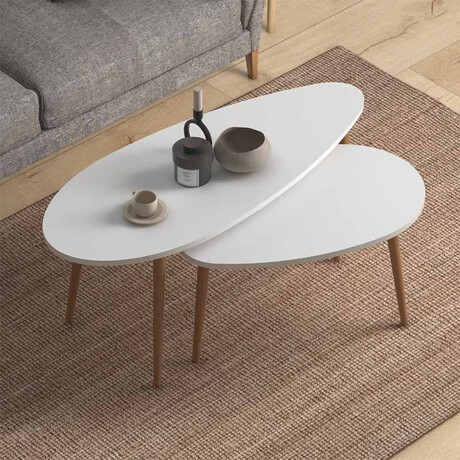 Βοηθητικά Τραπεζάκια Elips Megapap από Μελαμίνη Χρώμα Λευκό 116x46x46εκ.