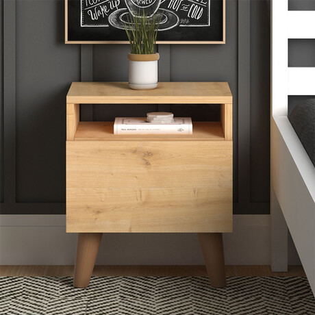 Κομοδίνο Luce Megapap από Μελαμίνη Χρώμα oak 40x30x47,6εκ.