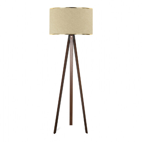 Φωτιστικό Δαπέδου Rosling Megapap Mdf/ύφασμα pvc Χρώμα Καρυδί/μπεζ 38x21x140εκ.
