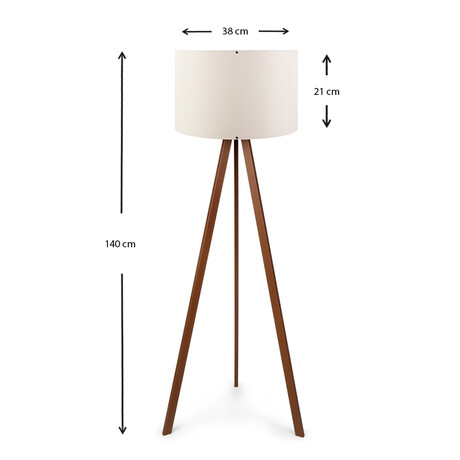 Φωτιστικό Δαπέδου Rosling Megapap Mdf/ύφασμα pvc Χρώμα Καρυδί/μπεζ 38x21x140εκ.