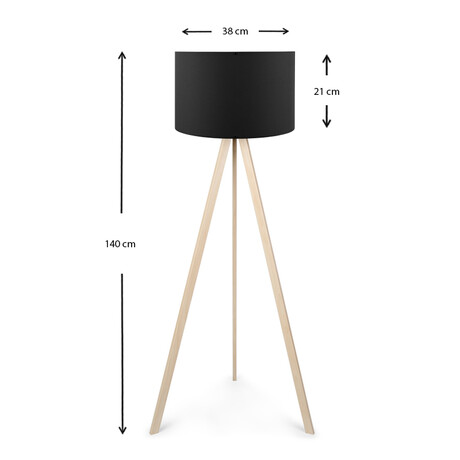 Φωτιστικό Δαπέδου Rosling Megapap Mdf/ύφασμα pvc Χρώμα Φυσικό/μαύρο 38x21x140εκ.