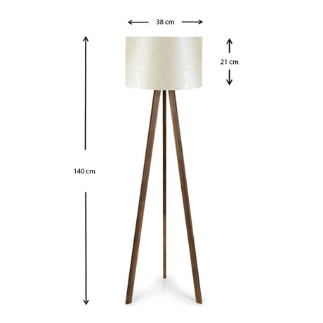 Φωτιστικό Δαπέδου Rosling Megapap Mdf/ύφασμα pvc Χρώμα Καρυδί/μπεζ 38x21x140εκ.