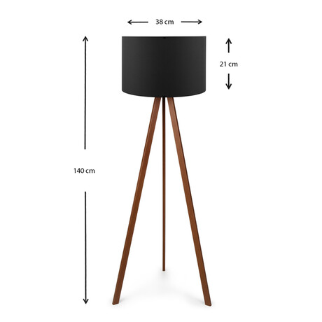 Φωτιστικό Δαπέδου Rosling Megapap Mdf/ύφασμα pvc Χρωμα Καρυδί/μαύρο 38x21x140εκ.