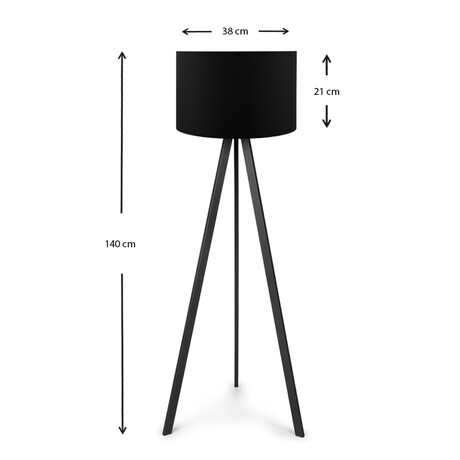 Φωτιστικό Δαπέδου Rosling Megapap Mdf/ύφασμα pvc Χρώμα Μαύρο 38x21x140εκ.