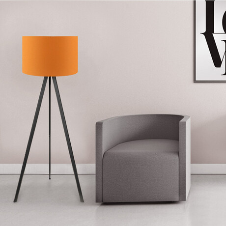 Φωτιστικό Δαπέδου Rosling Megapap Mdf/ύφασμα pvc Χρώμα Μαύρο/πορτοκαλί 38x21x140εκ.