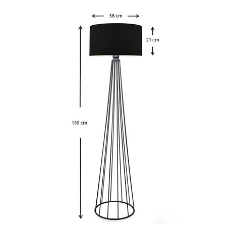 Φωτιστικό Δαπέδου Faraday Megapap Μέταλλο/ύφασμα Χρώμα Μαύρο 38x21x155εκ.