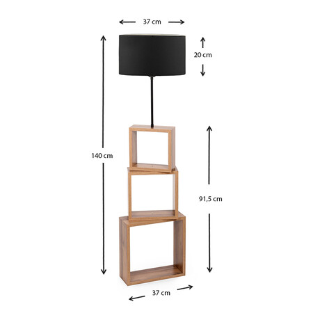Φωτιστικό Δαπέδου Claude Megapap Mdf/fabric pvc Χρώμα Καφέ/μαύρο 37x20x140εκ.