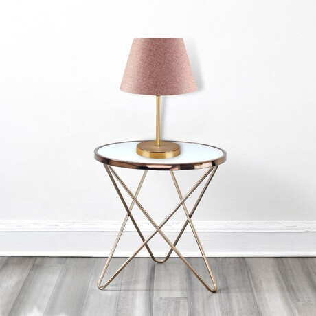 Φωτιστικό Επιτραπέζιο Rosenthal Megapap Ύφασμα Pvc/χρώμιο Χρώμα Ροζ/χρυσό 22x17x37εκ.
