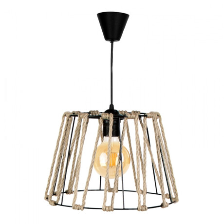 Φωτιστικό Οροφής Andrew Megapap Μέταλλο/σχοινί Μονόφωτο Χρώμα Μαύρο Φυσικό 30x30x20εκ.