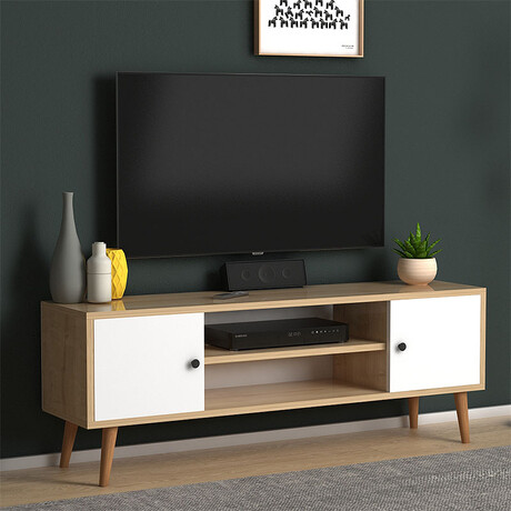 Έπιπλο Τηλεόρασης Parma Megapap Μελαμίνης Χρώμα White - oak 120x30x40εκ.
