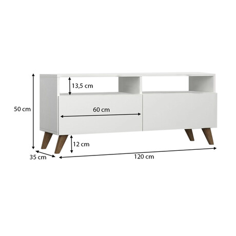 Έπιπλο Τηλεόρασης Inci Megapap από Μελαμίνη Χρώμα Λευκό 120x35x50εκ.