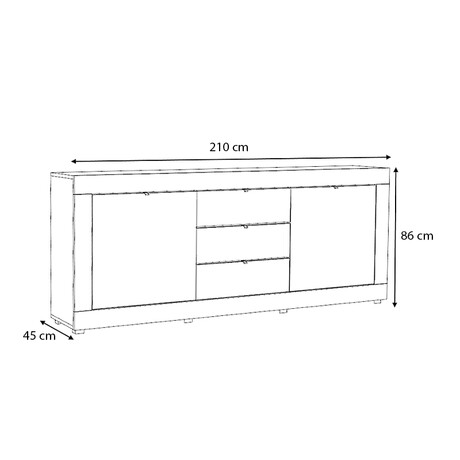 Μπουφές Μελαμίνης Ocean Megapap Χρώμα Λευκό 210x45x86εκ.