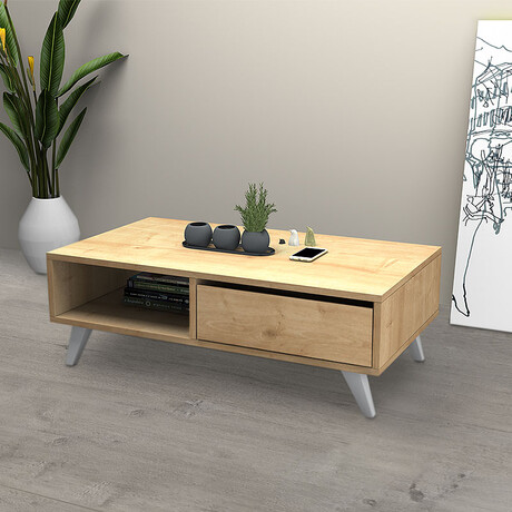 Τραπεζάκι Σαλονιού Aster Megapap από Μελαμίνη Χρώμα Sonoma 120x56x40εκ.