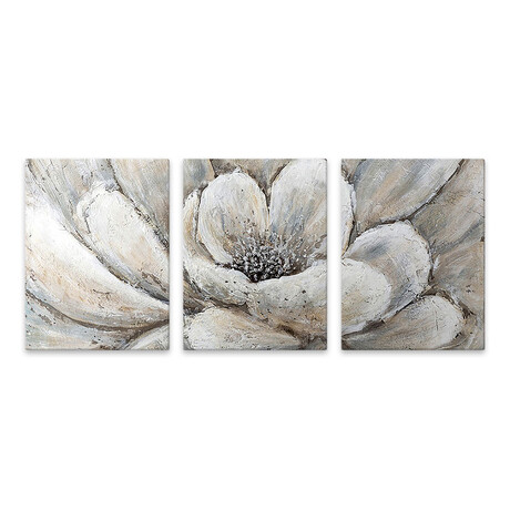 Πίνακας σε Καμβά "silver Flowers" Megapap Τρίπτυχος Ψηφιακής Εκτύπωσης 126x55x3εκ.