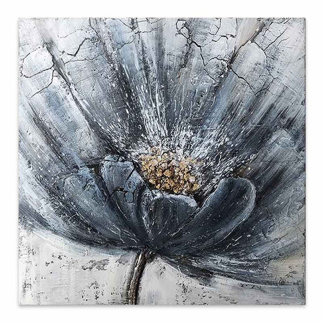 Πίνακας σε Καμβά "blue Flower" Megapap Ψηφιακής Εκτύπωσης 100x100x3εκ.