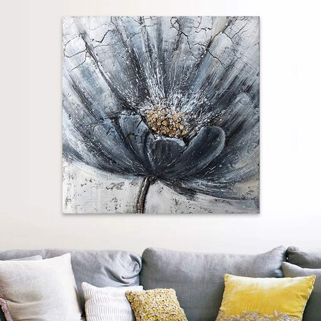 Πίνακας σε Καμβά "blue Flower" Megapap Ψηφιακής Εκτύπωσης 100x100x3εκ.