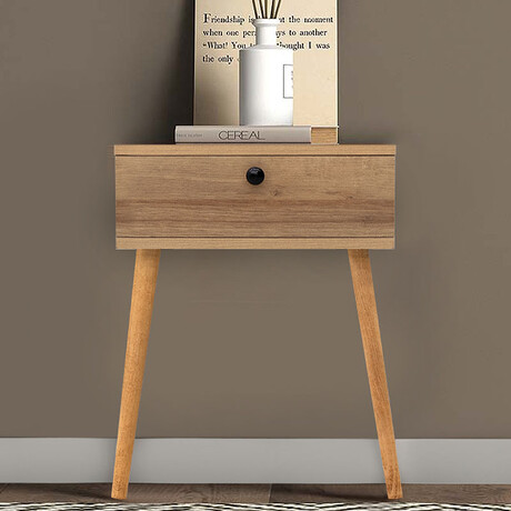 Κομοδίνο Pauline Megapap Μελαμίνης Χρώμα Pine oak 45x35x61εκ.