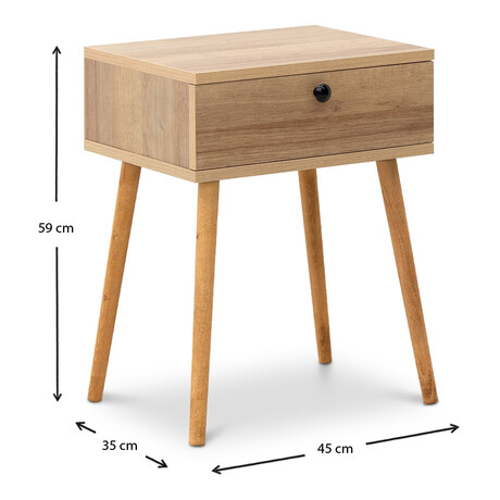 Κομοδίνο Pauline Megapap Μελαμίνης Χρώμα Pine oak 45x35x61εκ.