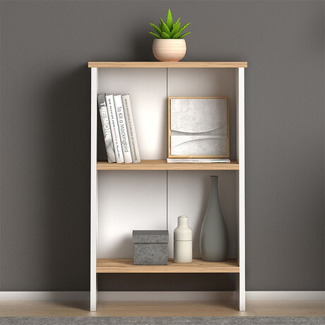 Βιβλιοθήκη Μελαμίνης Flora Megapap Χρώμα White - oak 52x25x80εκ.