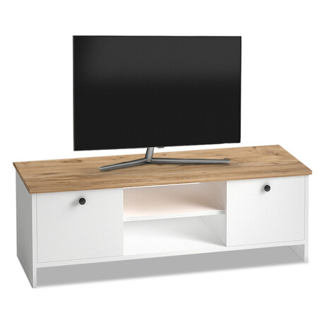 Έπιπλο Τηλεόρασης Cube Megapap Μελαμίνης Χρώμα Pine - White 120x30x40εκ.