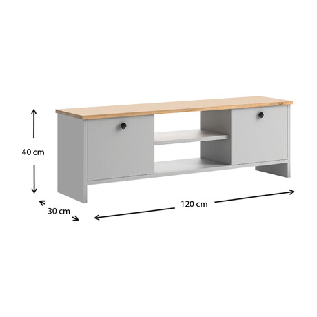 Έπιπλο Τηλεόρασης Cube Megapap Μελαμίνης Χρώμα Pine - White 120x30x40εκ.