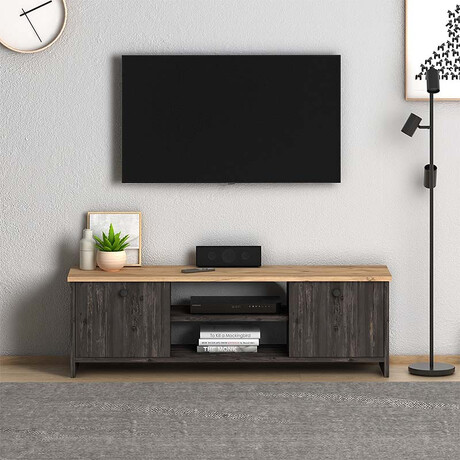 Έπιπλο Τηλεόρασης Cube Megapap Μελαμίνης Χρώμα Pine - Industrial Grey 120x30x40εκ.