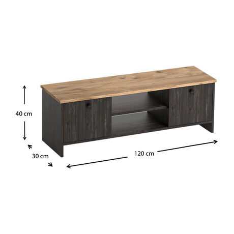Έπιπλο Τηλεόρασης Cube Megapap Μελαμίνης Χρώμα Pine - Industrial Grey 120x30x40εκ.