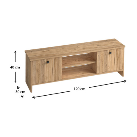 Έπιπλο Τηλεόρασης Cube Megapap Μελαμίνης Χρώμα Pine 120x30x40εκ.