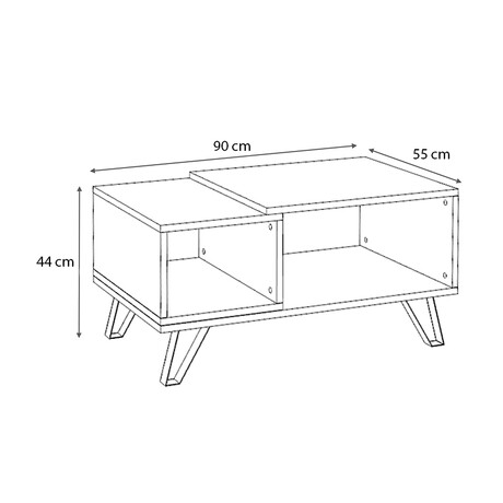 Τραπεζάκι Σαλονιού don Megapap Μελαμίνης Χρώμα Sonoma 90x55x44εκ.