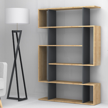 Βιβλιοθήκη Μελαμίνης Clint Megapap Χρώμα Sonoma - Ανθρακί 108x25x161εκ.