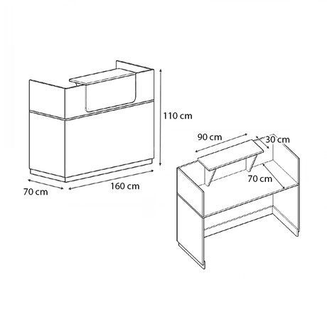 Γραφείο Reception Μελαμίνης Lemmon Megapap Χρώμα Sonoma - Ανθρακί 160x70x110εκ.
