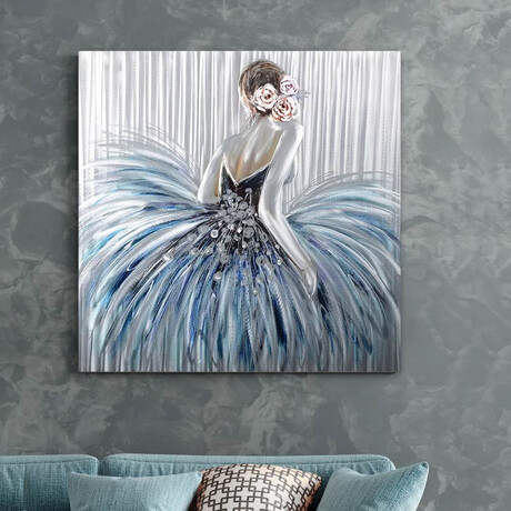 Πίνακας σε Καμβά "girl in Pearl Dress" Megapap Ψηφιακής Εκτύπωσης 90x90x3εκ.