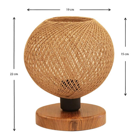 Φωτιστικό Επιτραπέζιο Bonnie Megapap e27 Κλωστή/mdf Χρώμα Φυσικό/καφέ 19x15x22εκ.
