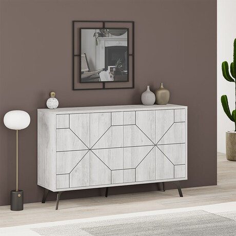 Μπουφές Μελαμίνης Dune Megapap Χρώμα Λευκό Αντικέ 123x35x77,4εκ.