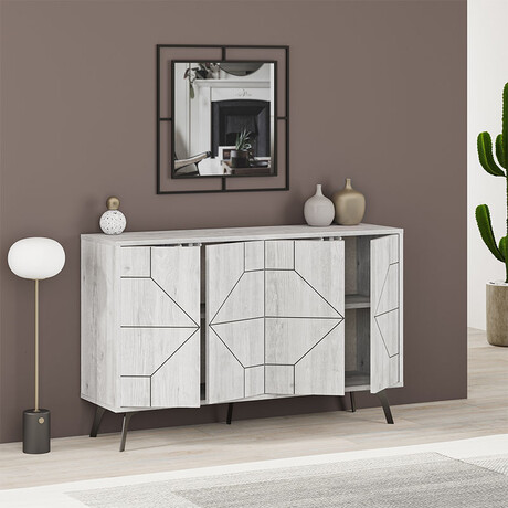 Μπουφές Μελαμίνης Dune Megapap Χρώμα Λευκό Αντικέ 123x35x77,4εκ.