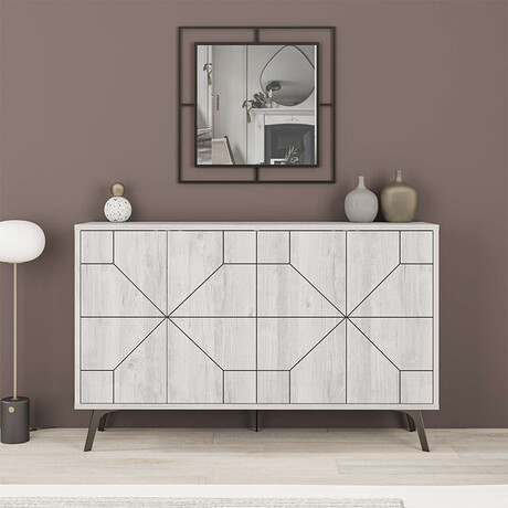 Μπουφές Μελαμίνης Dune Megapap Χρώμα Λευκό Αντικέ 123x35x77,4εκ.